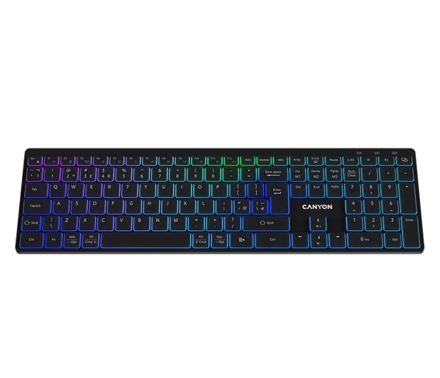 CANYON Klawiatura HKB-W11 UK/US RGB Dwa Tryby Bezprzewodowa Czarna - 1348463 - zdjęcie 2
